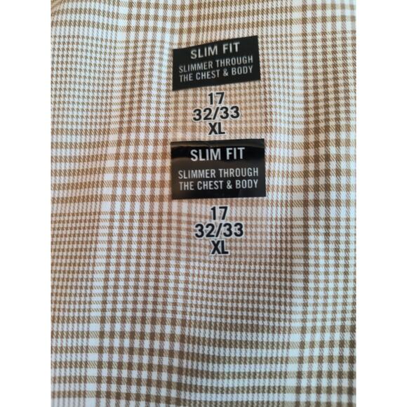 Lauren Ralph Lauren Black Label Button Down Shirt Men's Sz XL 17 Slim Tan Check - Picture 9 of 11